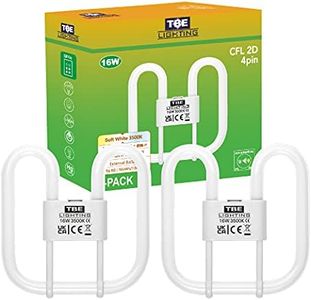 TBE Lighting Lot de 2 ampoules CFL à économie d'énergie 16 W 2D 2 broches – Ampoules fluorescentes DD – Raccords de base GR8 – Longue durée de vie, blanc doux 3500 K