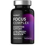 Nootropic Brain Supplements | 180 Vegan Capsules | Cognitive Complex for Mental Performance, Focus & Energy | with Vitamin B6, B5, Magnesium, Iron, Zinc, Iodine and Choline | by Horbaach