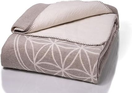 Coperta Glart, fiore della vita, grigio-ecru, 150x200 cm. Morbida e calda coperta in lana per divano e divano. Ideale come coperta da yoga, copriletto o copridivano. Senza maniche