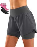 Bikewa Women's Mountain Bike Shorts 4D Padded Cycling Riding Biking Bicycle Biker Cycle Shorts for Women Zipper Pockets, Dark Grey, L