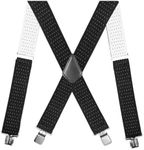 Men's 50mm Pattern Suspenders Heavy Duty Elastic Leather Clip On Braces Trousers ac4759 (Pattern 15)