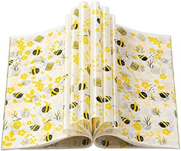 100 Pcs Wax Paper Sheets for Food, Bee Day Wax Paper for Food Sandwich Wrap Paper Deli Wraps, Waterproof Oil-proof Picnic Basket Liners with Bee Pattern for Kitchen Handmade Food