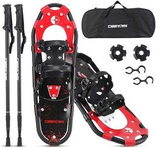 Carryown 3 in 1 Light Weight Snowshoes Set for Adults Men Women Youth Kids, Aluminum Alloy Terrain Snow Shoes with Trekking Poles and Carrying Tote Bag, 30" (RedBlack)