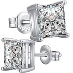 Earrings Women Simulated Diamond Stud Earrings Men Silver Square Stud Earrings 8mm