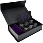 DIAMAS Whisky Stones Gift Sets for Men - 6 Handcrafted Premium Granite 14 Sided Chilling Stones + Velvet Pouch Inside Modern Magnetic Closing Eco Box Set