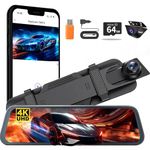 Mirror Dash Camera for Car Dual Dashcam 4K Front 1080P IMX307 Rear View w/ADAS BSD LCA Wi-Fi&APP WDR Night Vision G-Sensor Loop Recording Parking Monitor 64GB Card