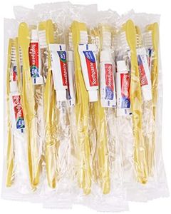 Xuezoioy Disposable Toothbrushes with Toothpaste,200 Pack Yellow Hollow Individually Wrapped Disposable Travel Toothbrushes Kit in Bulk for Homeless,Nursing Home,Hotel,Charity