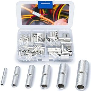 Wirefy Non Insulated Butt Connectors Kit - Butt Splice Wire Connectors - Electrical Crimp Terminals - 24-8 AWG