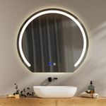 YOSHOOT Btahroom Mirror with LED Lights, 600 mm Makeup Mirror with 3 Colors Lighting Modes, Anti-Fog, Touch Button, Dimmable for Powder Room & Bedroom, Waxing Moon