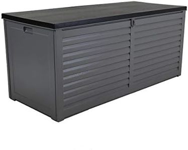 Charles Bentley, 490L, Outdoor, Garden, Plastic, Storage Box, Grey Body, Black Lid, Moulded Handles, Padlock Hasp, Sliding Lifts, PP Vacuum, Indoor, Outdoor, Steel, Storage Chest (146.4x64.4x61cm)