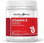 Healthy Care Vitamin E Capsule 500IU - Supports Heart Health and Provides Antioxidant Protection - Premium Quality Dietary Supplement - 200 Capsules