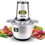 iBELL MT300SL Meat Grinder/Mincer, 3 Litre Stainless Steel Bowl, 800W, Multi Purpose Chopper for Meat, Vegetables, Onion, Garlic Slicer, Fruit & Nuts (Silver)