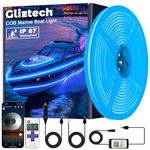 COB Boat Lights LED Waterproof, Marine LED Light Strip for Pontoon Boat with Remote and App, Exterior and Interior Boat Lighting for Jon Boat, Bass Boat, Cabin, Deck, RV (Blue, 20ft)