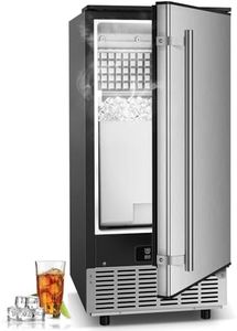 Under Counter Ice Maker Machine Commercial - 120LBS/24H with 30lbs Ice Storage Bucket & Reversible Door, Built-in Freestanding Ice Machine, Automatic Cleaning/24 Hours Timer, For Home & Commercial Use