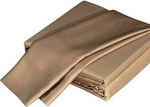 TRIUNE 600 Thread Count Egyptian Long Satple Cotton Sheets - Full Size Sheets Sets - Easy Fit - Full Bedding Sheets - Sateen Weave - 4 Piece Set - Deep Pockets - Taupe Bed Sheets - Full Sheets