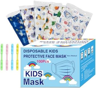 Rasav Kids Disposable Face Masks 100Pcs,3 Ply Kids Masks Disposable Breathable Colorful Cute Face Masks for Children, Girls & Boys