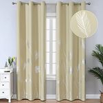 Estelar Textiler Blackout Drapes for Living Room Thermal Insulated 96 Inches Length Curtains Grommet Silver Printed Curtains for Bedroom Sliding Glass Door, 42Wx96L, Beige, 2 Drapes