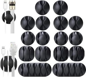 Cable Management Cord Organizer, OHill 16 Pack Black Adhesive Cable Clips, Ideal Cable Organizer Cord Holder Wire Organizer for Desk Accessories Home Office Car Nightstand Cubicle