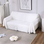 HOKIPO Polyster Cotton Sofa Couch Slipcover 2 Seater Large, 180 (D) x 260 (L) cm, White (AR-4640-N6)