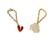 Morel Sturdy Rose Gold Chain Watch Charm Combo of Red Heart Shaped and Happy Together Written Pendant, Watch Charm, Watch Accessories, Pack of 2