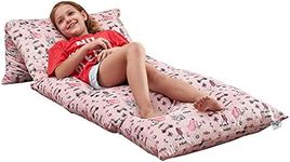 Loungie Kids Pillow Lounger Cover - 88" Floor Lounger Fold Out Bed Cover Mat for Sleepovers, Travel, Napping, Princess Pink