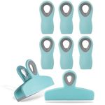 Cook with Color Set of Eight Bag Clips, 2 Large Heavy Duty Chip Clip and 6 Refrigerator Magnet Clips for Food Storage with Air Tight Seal Grip for Snack Bags and Food Bags (Teal)