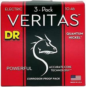 DR Strings Veritas Coated Core Technology Electric Guitar Strings, Medium 10-46, 3-Pack (VTE-10-3PK)