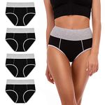 SINOPHANT Knickers for Women Multipack, Ladies Cotton Underwear Briefs Black