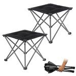 FUNDANGO Camping Stool Folding Stools for Adults Load 150kg 16in Tall Large Padded Seat Portable Lightweight Camping Chairs for Fishing Hiking Outdoor Picnic Carry Bag Included Black