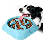 Decyam Pet Fun Feeder Dog Bowl Slow Feeder, Bloat Stop Dog Food Bowl Maze Interactive Puzzle Cat Bowl Non Skid (blue)…