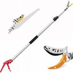 HASTHIP® Extendable Tree Pruner Trimmer - 5.9-9.8FT Telescopic Tree Branch Cutter with SK5 Saw Blade - Manual Pole Pruner for Tree Trimming - Gardening Tree Pruning Saw Cutter - Fruit Picker Pole Tool