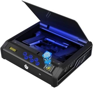 Gun Safe, Biometric Gun Safes for Handgun with 3 Ways Unlock Fingerprint Digital PIN Key Fingerprint Quick Access Pistol Safe for Car Nightstand Living Room