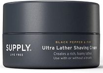 SUPPLY Ultra Lather Shaving Cream Black Pepper & Fig - Hypoallergenic Formula for Men - 3.4 Oz Jar - Naturally Soothes and Protects, Guards Against Razor Burn and Irritation