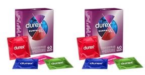Durex Surprise Mix Assorted Condoms with Pads and Ribs and Thin, Maxi Size, 80 Prophylactics