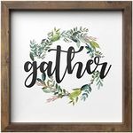 Barnyard Designs Gather Sign Rustic Primitive Country Farmhouse Home Decor Wall Sign 13" x 13”