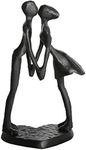 Dreamseden Affectionate Couple Art Iron Sculpture, Passionate Love Statue Romantic Metal Ornament Figurine Home & Office Decoration (Style 5)