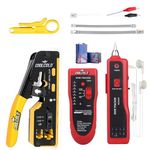 COOLCOLD LAN Tester & RJ45 Crimping Tool Kit – Network Cable Tester for RJ11/RJ45 CAT5/5e/6/7 Ethernet, Line Finder for Open/Short Circuit | Pass Through Crimp Tool 6P 8P STP/UTP (Multi-Color)