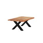 Corcoran Importation - ZEN Collection 40"x25" Live Edge Acacia Coffee Table with Black X Legs