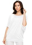 LL Womens Solid/Ombre Scoop Neck Half Sleeve Batwing Dolman Top - Made in USA - WHITE - Large