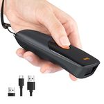 Tera Pro Extreme Performance 1D 2D QR Wireless Barcode Scanner Mini Portable Small 3-in-1 Compatible with Bluetooth & 2.4G Wireless & USB Wired Pocket Handheld Time Stamp Bar Code Reader Model 1300