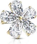 FIFTH CUE 14G Five Pear CZ Flower 316L Surgical Steel Internally Threaded Dermal Anchor Top (Gold/Clear)