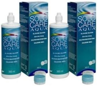 Solocare Aqua 2X360ML Cleaning Solution and Soak with MicroBlock Contact Lens Cases Clear