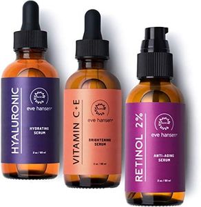 Eve Hansen Full-Size Anti-Aging Serum Set with Hyaluronic Acid, Vitamin C, and Retinol Serums for Improved Appearance of Wrinkles and Fine Lines, Dark Spots, and Skin Firmness 3 x 2 oz