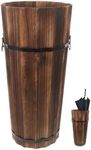 Cabilock Wood Umbrella Holder Rustic Umbrella Stand Rack for Entryway Freestanding Umbrella Bucket for Home Office Walk Stick Cane Organizer Tall Flower Vase