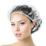 Aquior Shower Cap Disposable, 50 PCS Bath Caps Large Thick Clear Waterproof Plastic Elastic Hair Bath Caps for Women Kids Girls, Travel Spa, Hotel and Hair Solon, Home Use