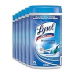 Lysol Disinfecting Wipes, Spring Waterfall, Thick Strong Wipe, Kills 99.99% of Viruses & Bacteria, Bulk Pack of 6, 450 count (6 x 75 count)