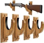 iFeelonely Gun Rack Wall Mount，4 Pack Gun Racks for Wall Shotgun Hooks Gun Wall Mount Indoor Gun Racks Rifle Wall Mount Wooden Gun Cabinets Stand Display Shelf Brown