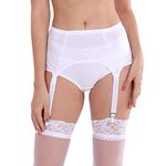 STYGIFT Smooth Retro Style Garter Belt Soft Handfeel 4 Straps White Suspender Belt Metal Clips (XXX-Large, White)