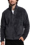 Mad Dog Men's Sherpa Jacket Ultimate Fuzzy Sweater for Men, Fleece Winter Coats, Mens Cold Weather Jackets, Gray, Small