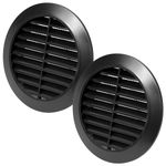 Vent Systems 90 mm / 3.54'' Inch - Black Pack of 2 Air Vent Cover - Round Air Vents - Ventilation Grille - Integrated Insect Screen - HVAC Vents for Bathroom, Home Office, Kitchen